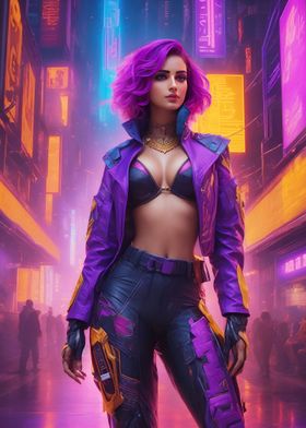 Neon cyberpunk girl