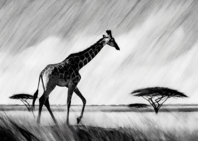 Giraffe In The Savannah