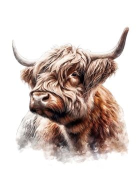 Highland Cow Watercolor