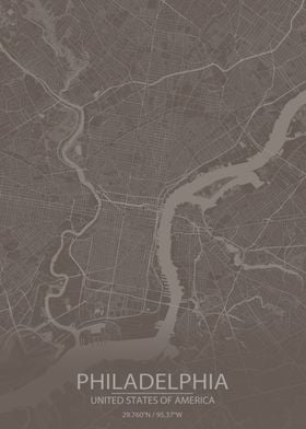 Philadelphia GreyBrown Map