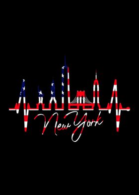 New York Skyline Heartbeat