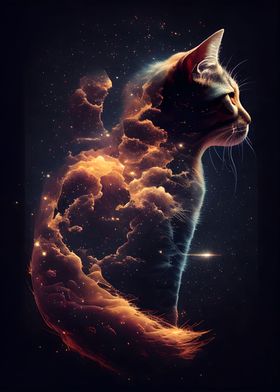 Space Cat Artwork Cosmic