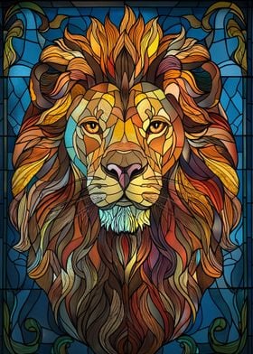Lion Head Stained Glass