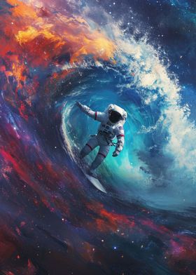Astronaut Cosmic Surfing