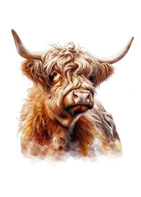 Highland Cow Watercolor