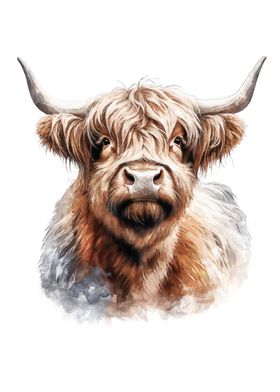 Highland Cow Watercolor