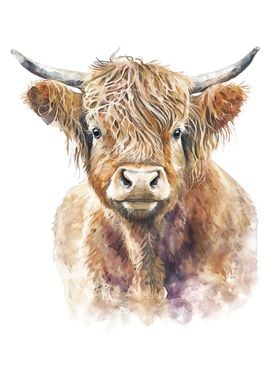 Highland Cow Watercolor