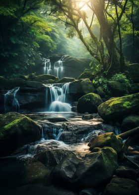 waterfall in green nature