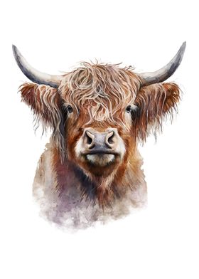 Highland Cow Watercolor