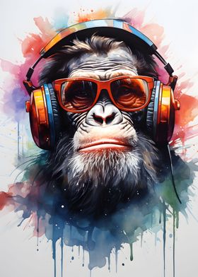 Ape with Headphone