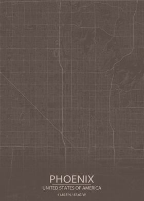 Phoenix AZ Grey Brown Map