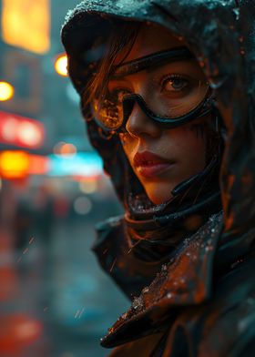 Cyberpunk Girl Neon Theme