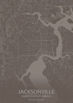 Jacksonville GreyBrown Map