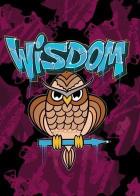 Wisdom Text Graffiti Owl