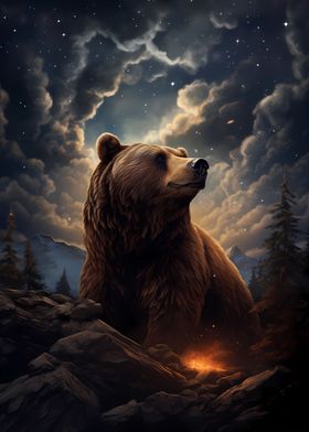 Wild Bear Under The Stars