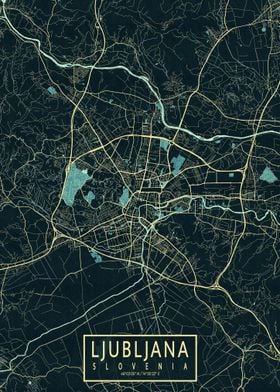 Ljubljana City Map Summer