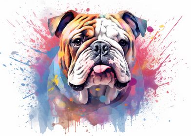 Pitbull Dog Watercolor