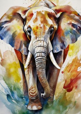 WatercolorPainted Elephant