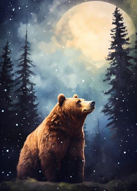 Wild Bear Under The Stars