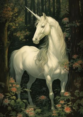Unicorn In A Forest