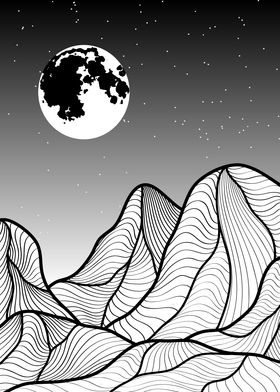 Line mountain art vector