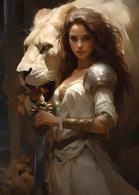 Warrior Queen with Lion