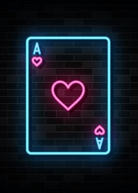 Poker Heart Card Neon