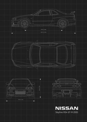 Skyline R34 GTR Blueprint