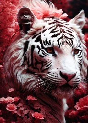 White tiger pink floral