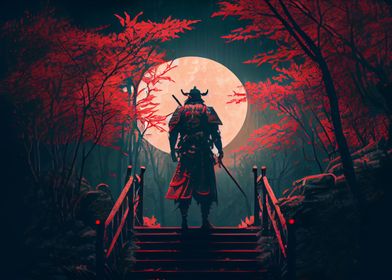 Japanese Samurai In Sakura