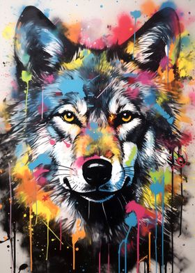 Gray Wolf Banksy Graffiti