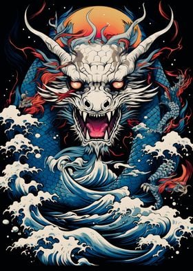 Dragon Waves Illustration