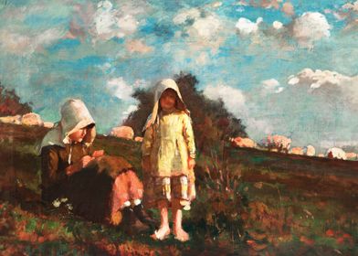 Two Girls with Sunbonnets 