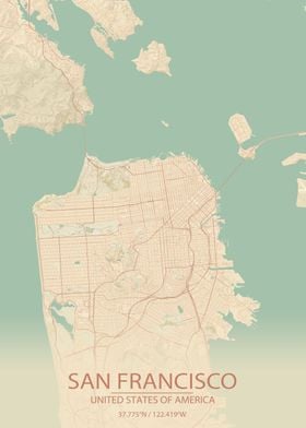 San Francisco Vintage Map