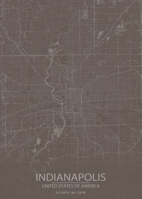 Indianapolis GreyBrown Map