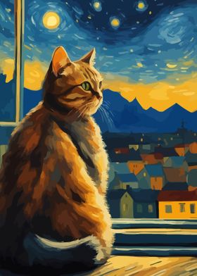 Starry Night Cat 