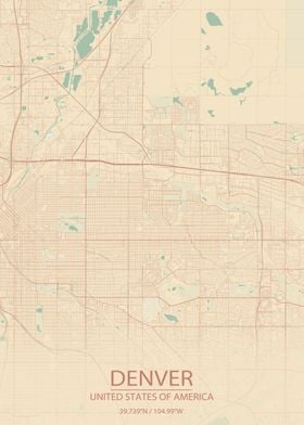 Denver Colorado VintageMap