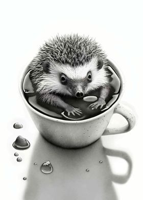 hedgehog in a coffee