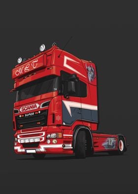 Scania R520 V8 Super Red