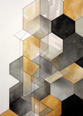 Bauhaus Hexagon Gold Decor