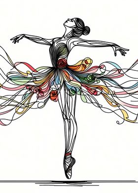 Line art ballerina