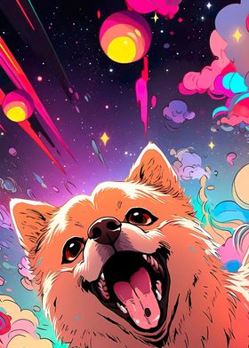 cute dog in space