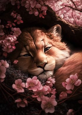 Cute lion Cub Sleeping