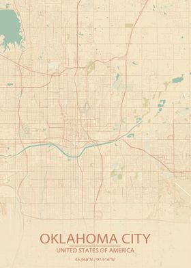 Oklahoma City Vintage Map