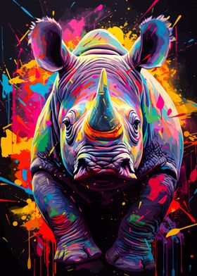 Rhinoceros Painting Poster