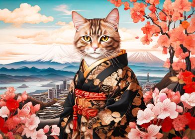 Cherry Blossom Japan Cat