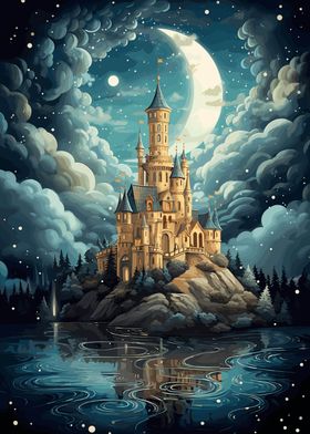 Lake Cloud Castle Fantasy