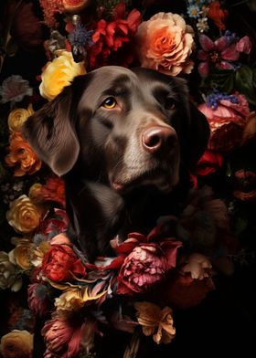 Labrador in flowers