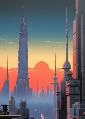 Retro Futuristic Skyline