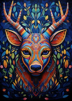 Deer Head Huichol Art